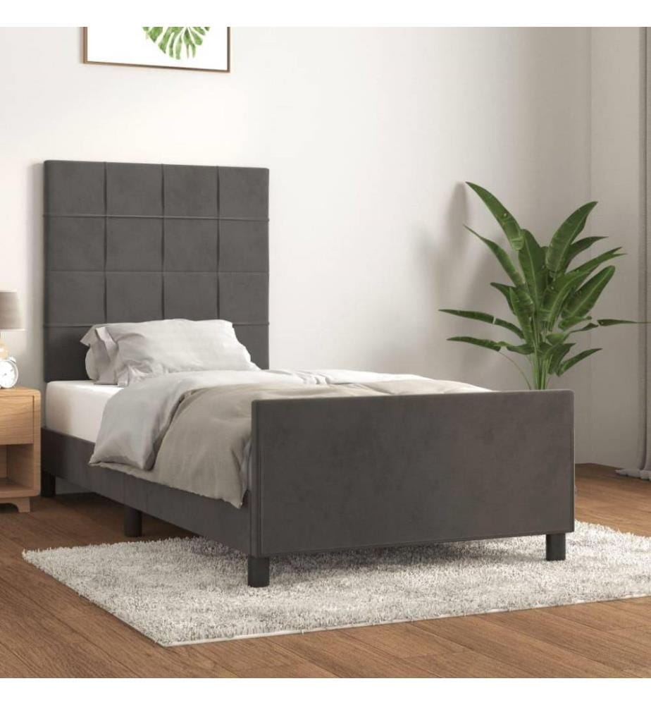 Bettgestell mit Kopfteil Dunkelgrau 80x200 cm Samt