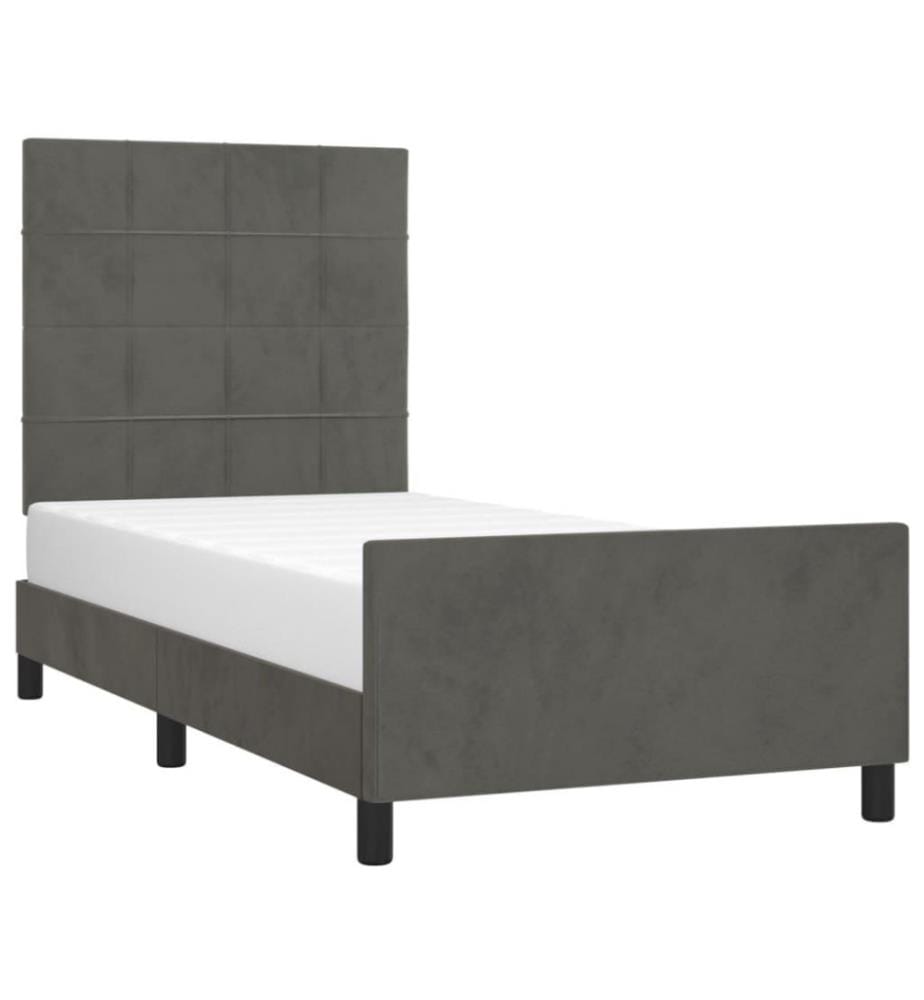 Bettgestell mit Kopfteil Dunkelgrau 80x200 cm Samt