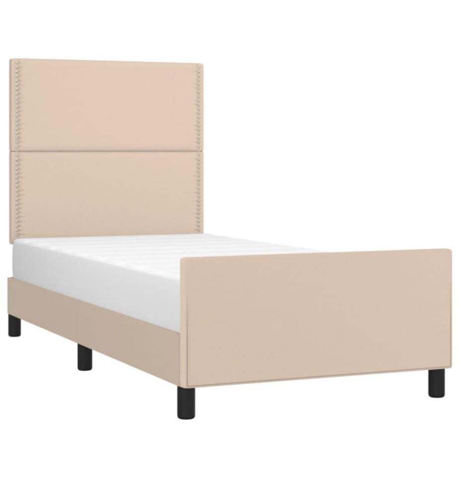 Bettgestell mit Kopfteil Cappuccino-Braun 100x200 cm Kunstleder