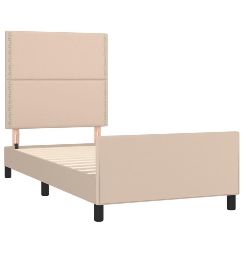 Bettgestell mit Kopfteil Cappuccino-Braun 100x200 cm Kunstleder