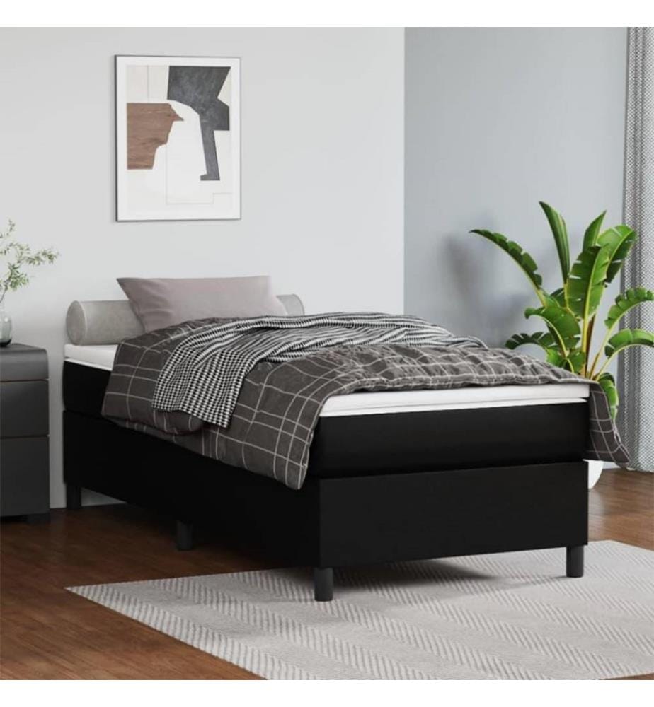 Boxspringbett mit Matratze Schwarz 90x200 cm Kunstleder
