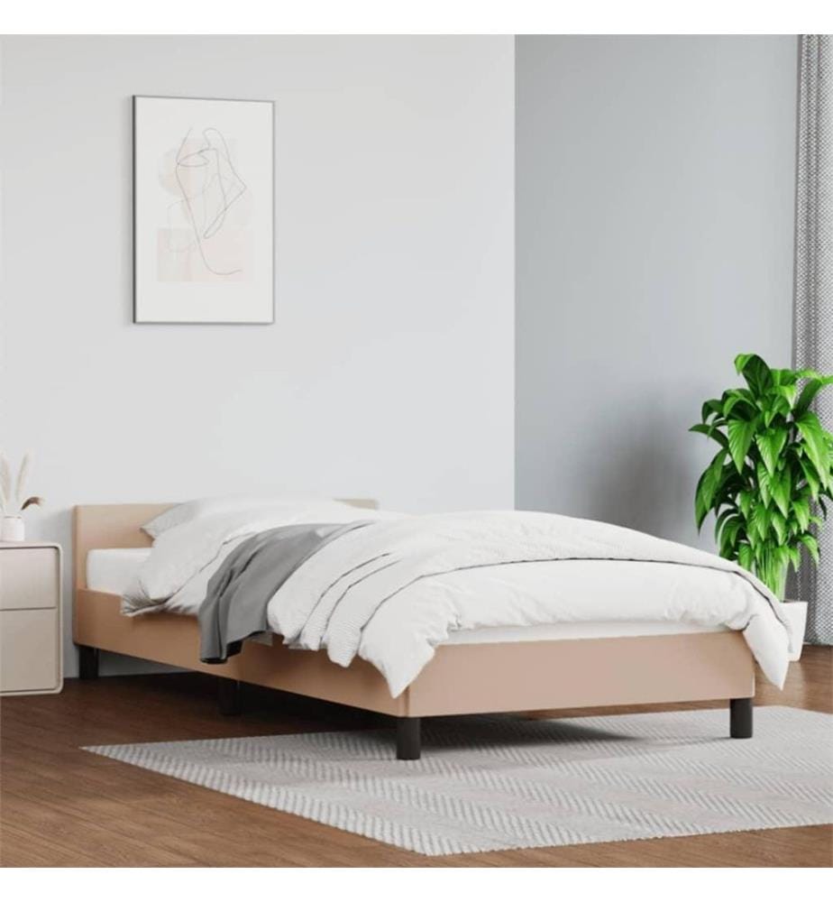 Bettgestell mit Kopfteil Cappuccino-Braun 90x200 cm Kunstleder
