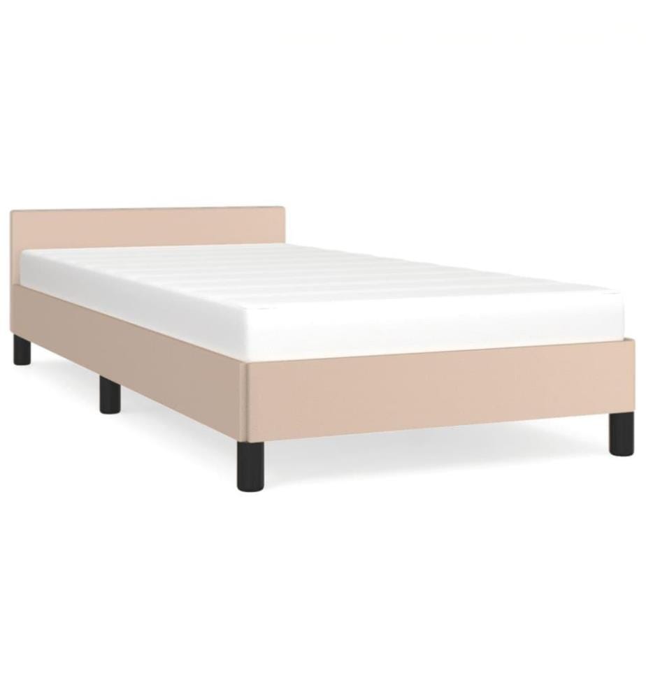 Bettgestell mit Kopfteil Cappuccino-Braun 90x200 cm Kunstleder