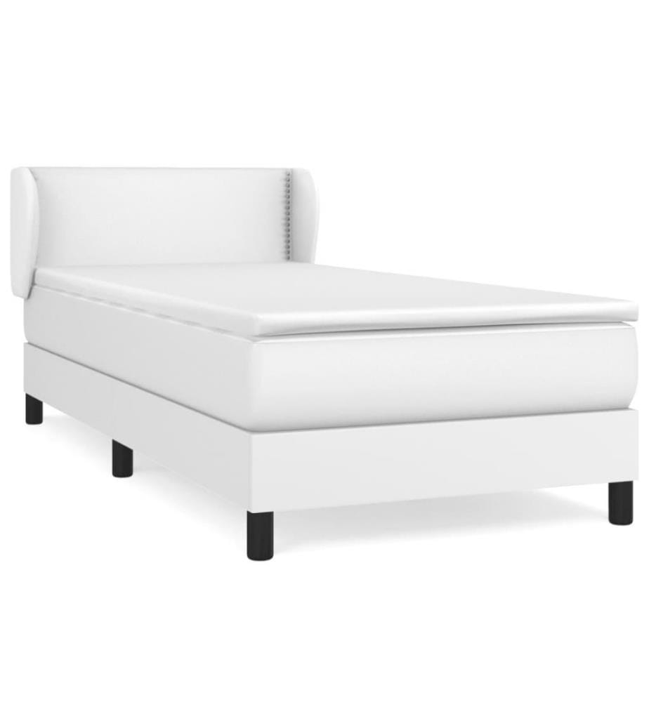 Boxspringbett mit Matratze Weiss 80x200 cm Kunstleder
