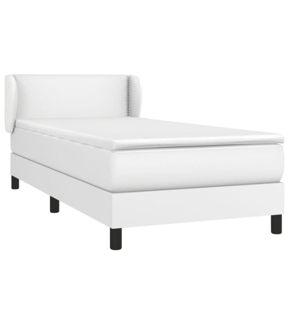 Boxspringbett mit Matratze Weiss 80x200 cm Kunstleder