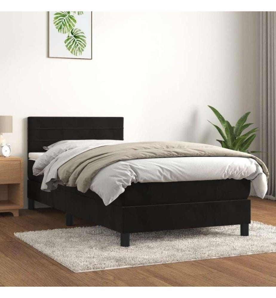 Boxspringbett mit Matratze Schwarz 80x200 cm Samt