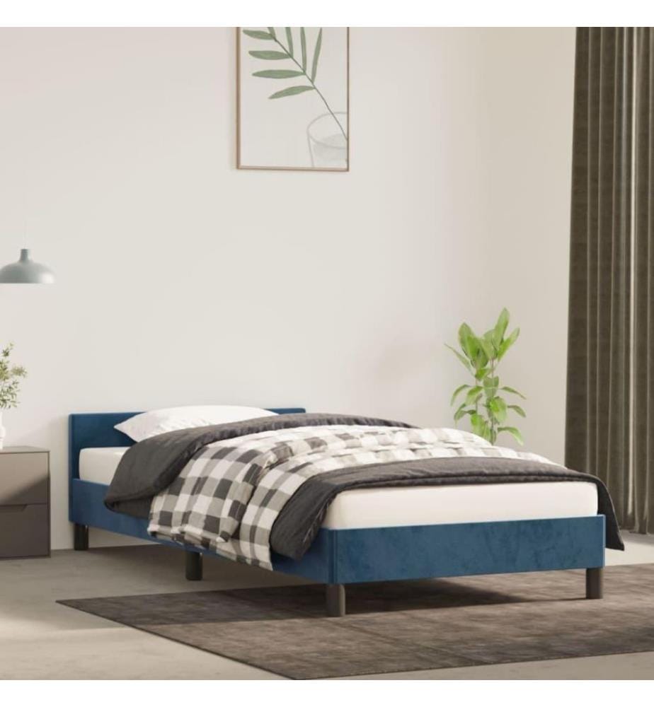 Bettgestell mit Kopfteil Dunkelblau 80x200 cm Samt