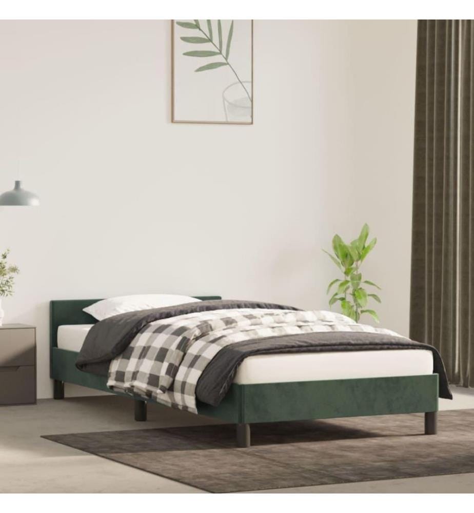 Bettgestell mit Kopfteil Dunkelgrün 90x190 cm Samt
