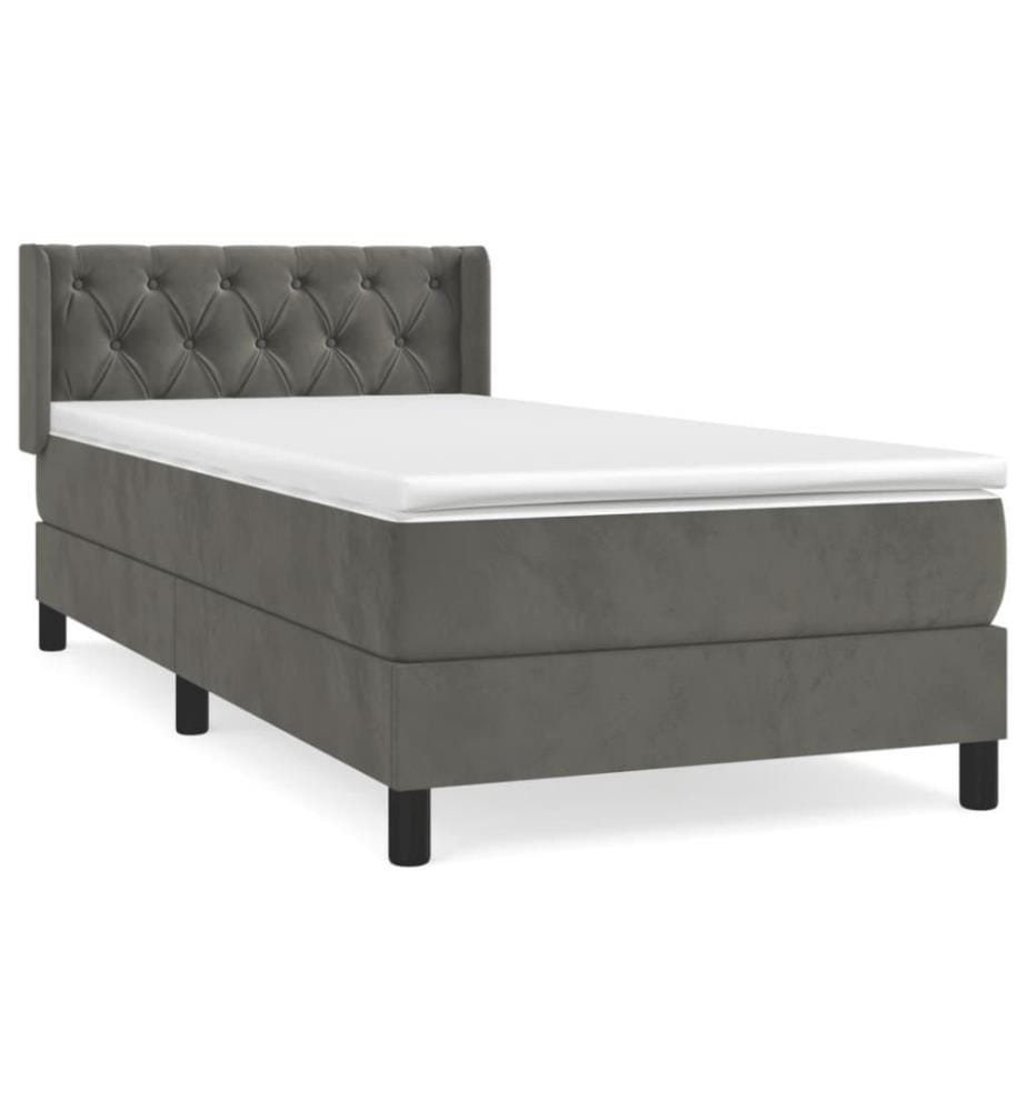 Boxspringbett mit Matratze Dunkelgrau 80x200 cm Samt