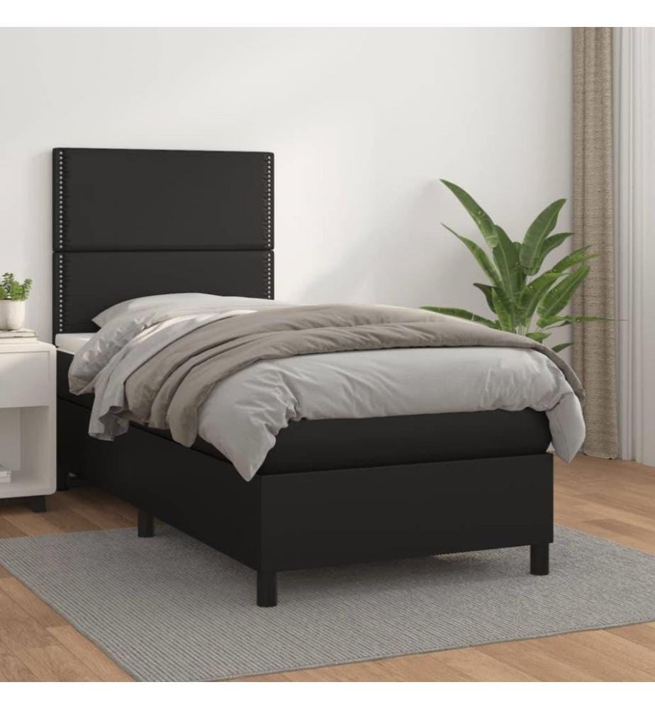 Boxspringbett mit Matratze Schwarz 80x200 cm Kunstleder