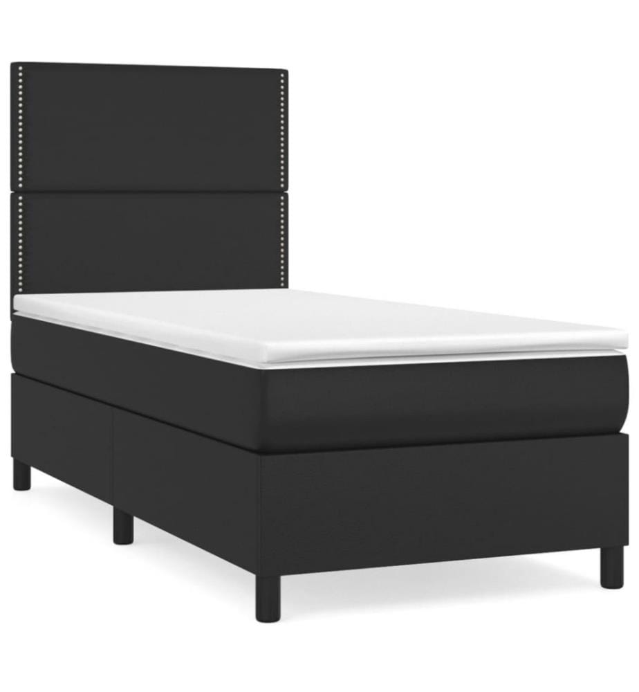 Boxspringbett mit Matratze Schwarz 80x200 cm Kunstleder