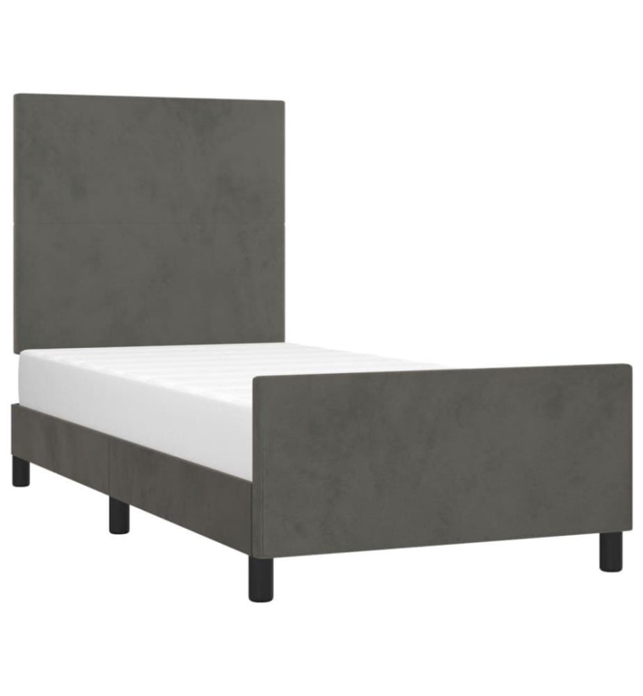 Bettgestell mit Kopfteil Dunkelgrau 100x200 cm Samt