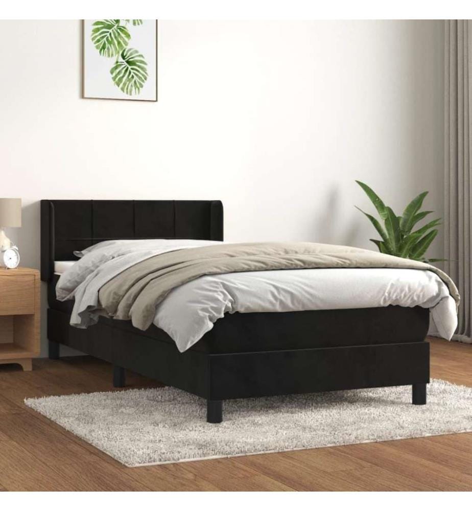 Boxspringbett mit Matratze Schwarz 80x200 cm Samt