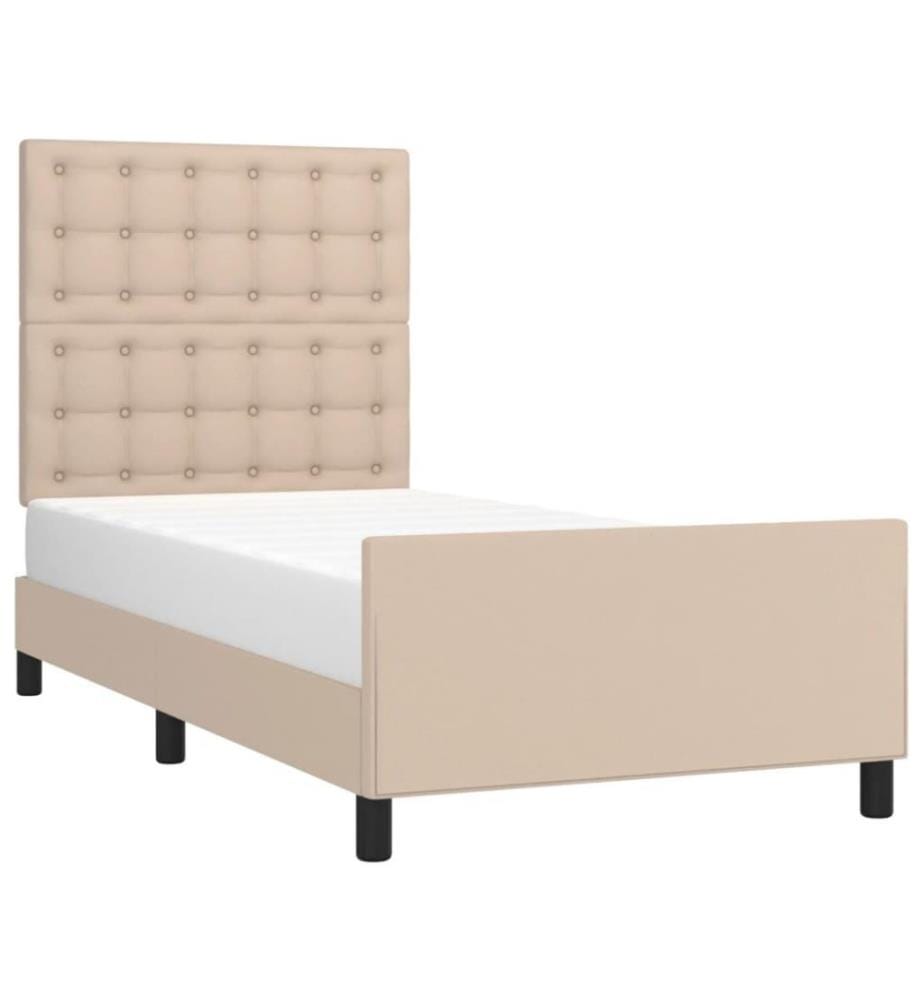 Bettgestell mit Kopfteil Cappuccino-Braun 90x190 cm Kunstleder