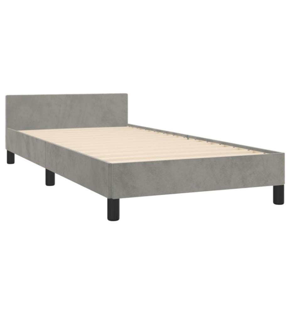Bettgestell mit Kopfteil Hellgrau 90x190 cm Samt