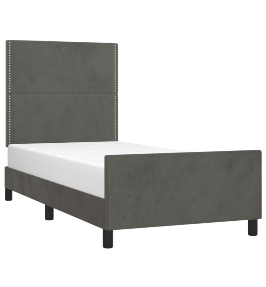 Bettgestell mit Kopfteil Dunkelgrau 90x190 cm Samt