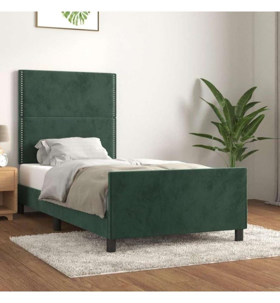 Bettgestell mit Kopfteil Dunkelgrün 100x200 cm Samt