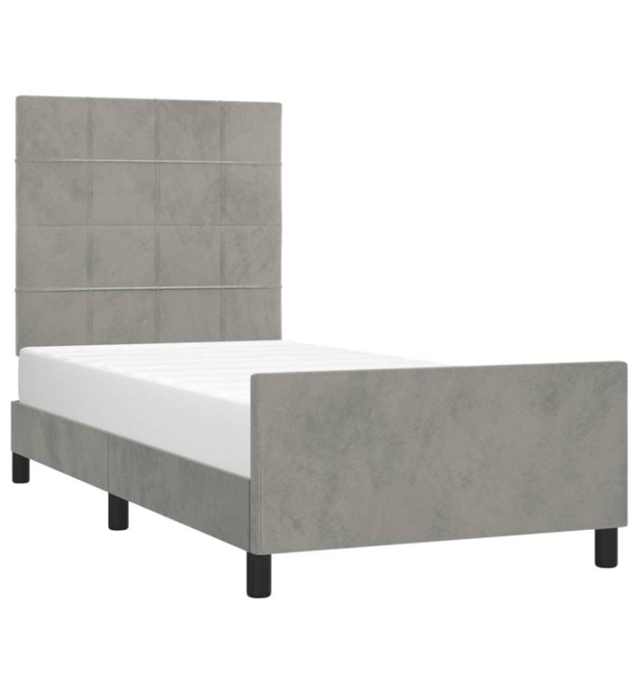Bettgestell mit Kopfteil Hellgrau 90x190 cm Samt