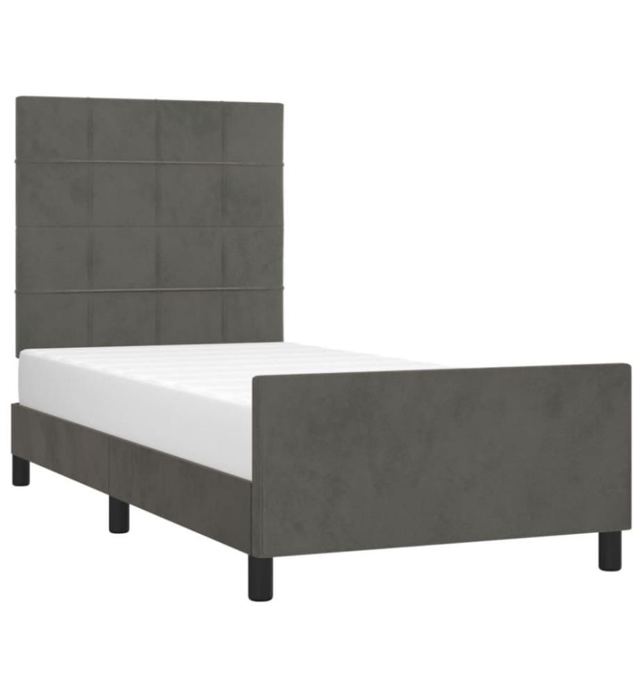 Bettgestell mit Kopfteil Dunkelgrau 90x190 cm Samt