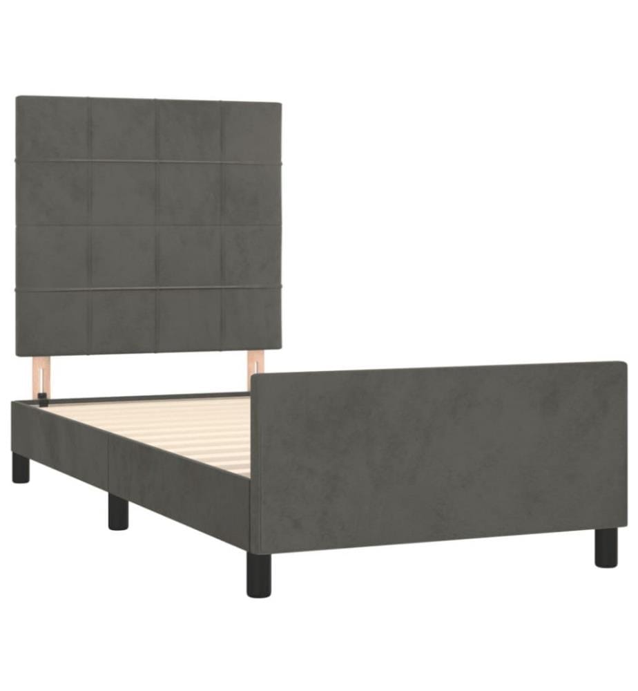 Bettgestell mit Kopfteil Dunkelgrau 90x190 cm Samt