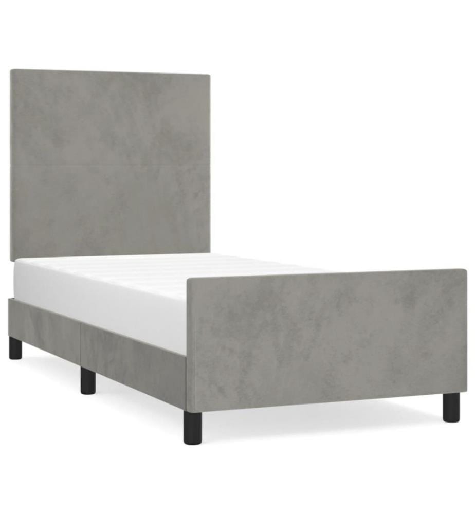 Bettgestell mit Kopfteil Hellgrau 80x200 cm Samt