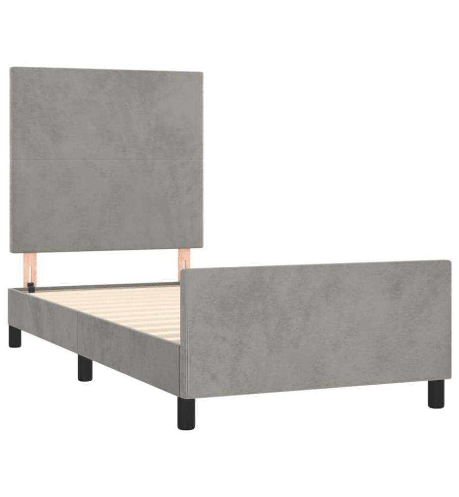 Bettgestell mit Kopfteil Hellgrau 80x200 cm Samt