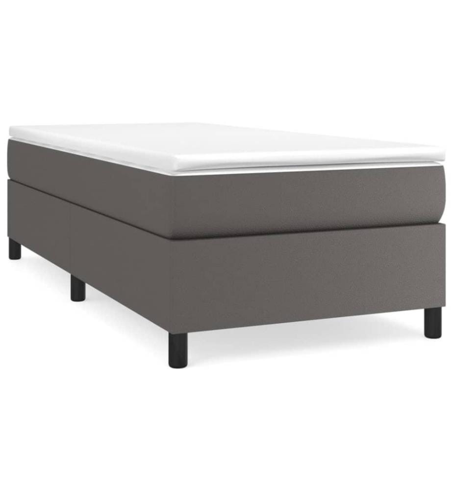 Boxspringbett Grau 100x200 cm Kunstleder