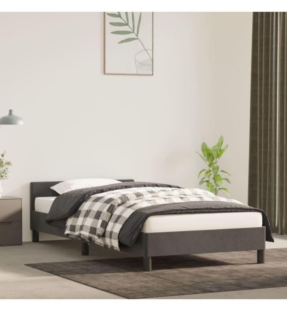 Bettgestell mit Kopfteil Dunkelgrau 90x190 cm Samt