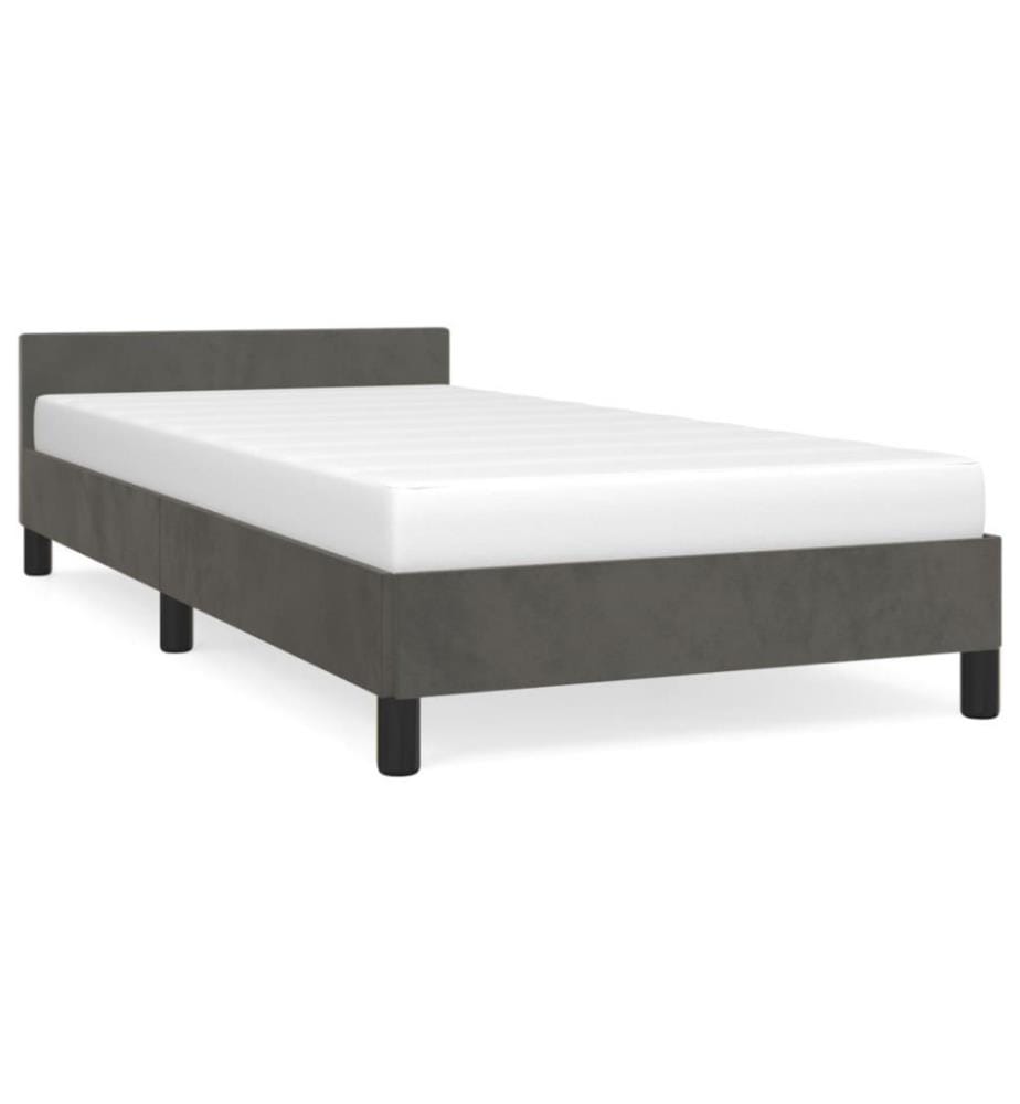 Bettgestell mit Kopfteil Dunkelgrau 90x190 cm Samt