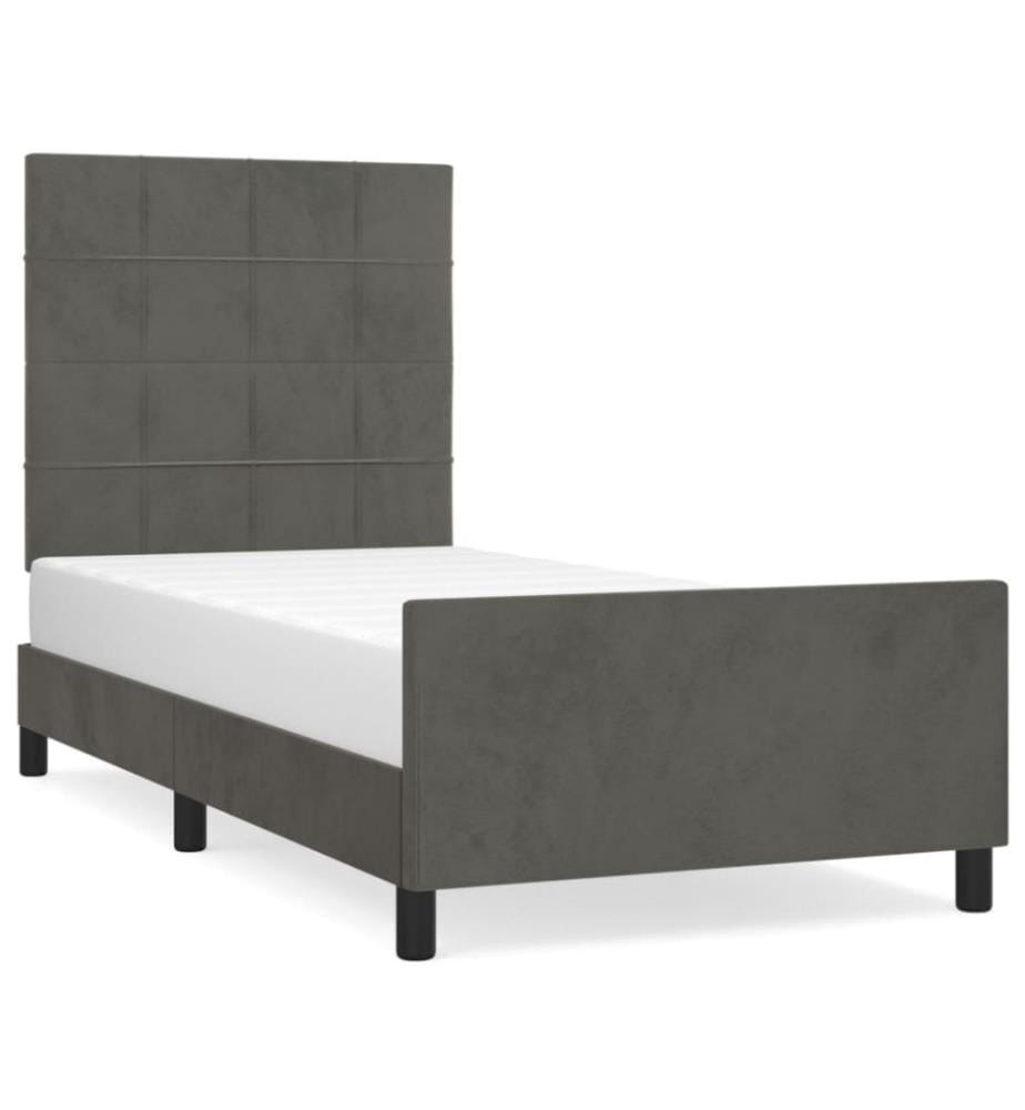 Bettgestell mit Kopfteil Dunkelgrau 90x200 cm Samt
