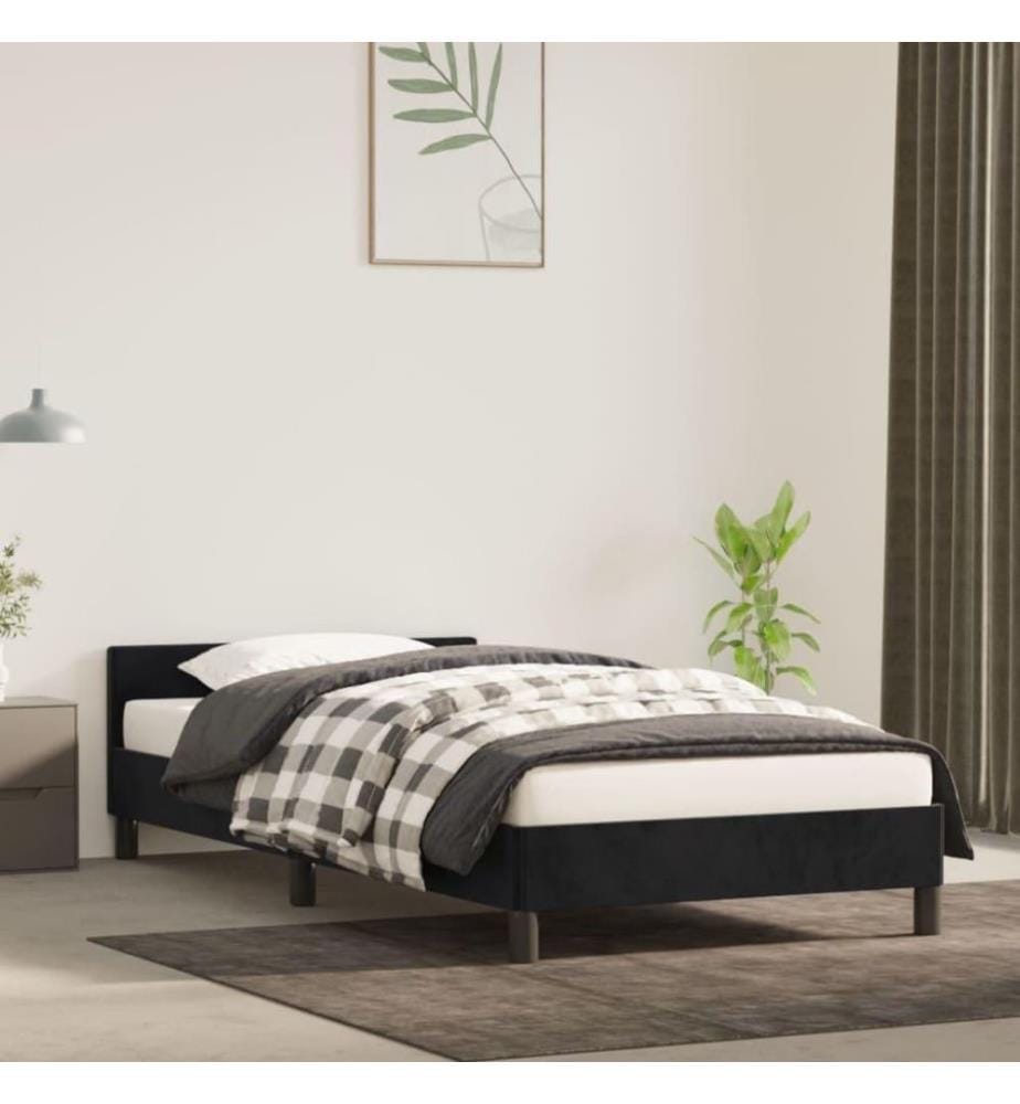 Bettgestell mit Kopfteil Schwarz 100x200 cm Samt