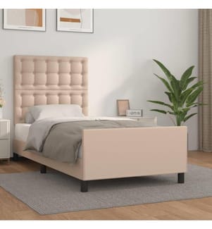 Bettgestell mit Kopfteil Cappuccino-Braun 100x200 cm Kunstleder