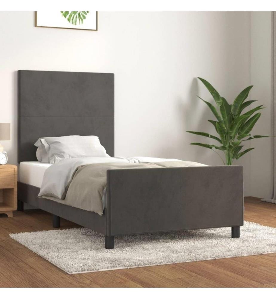 Bettgestell mit Kopfteil Dunkelgrau 80x200 cm Samt