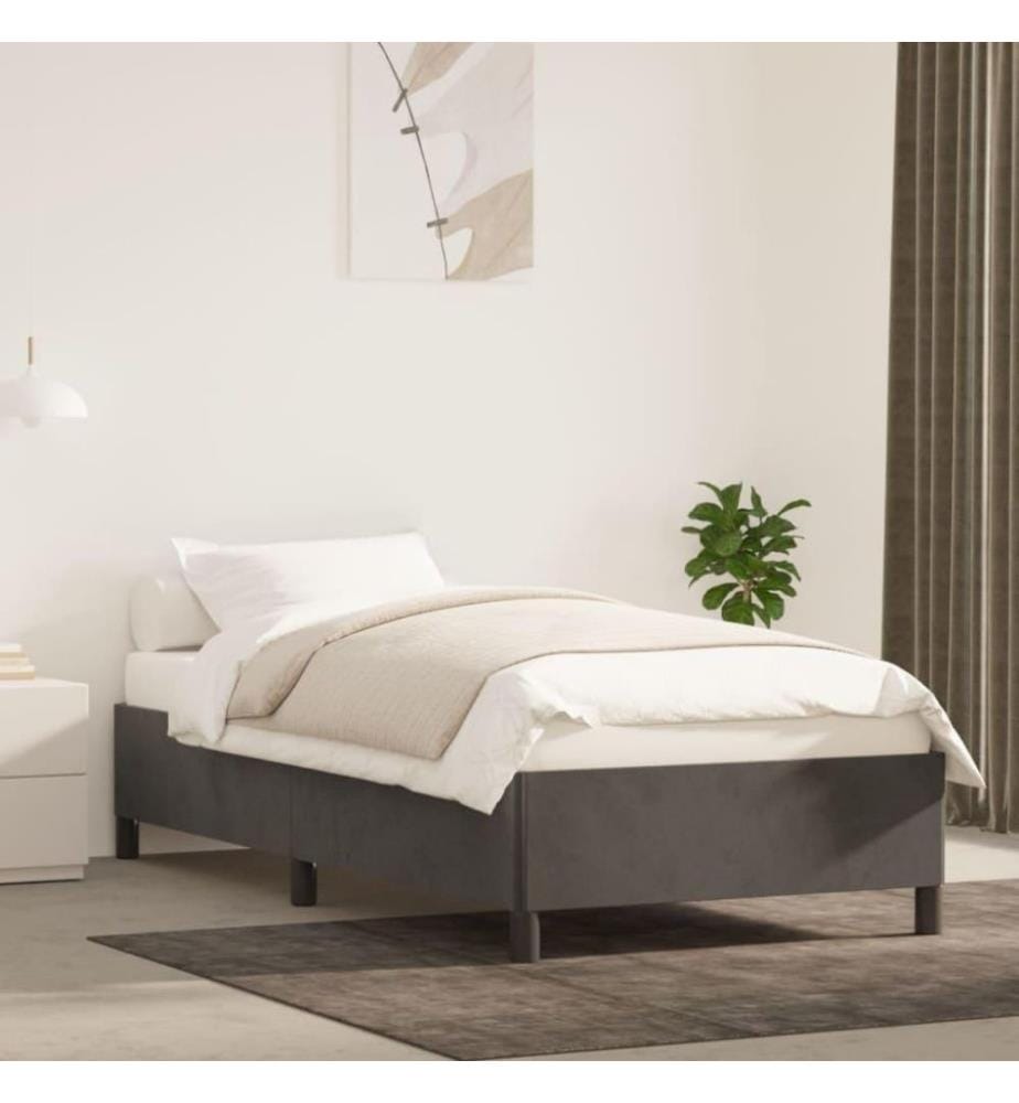 Cadre de lit Gris foncé 90x200 cm Velours