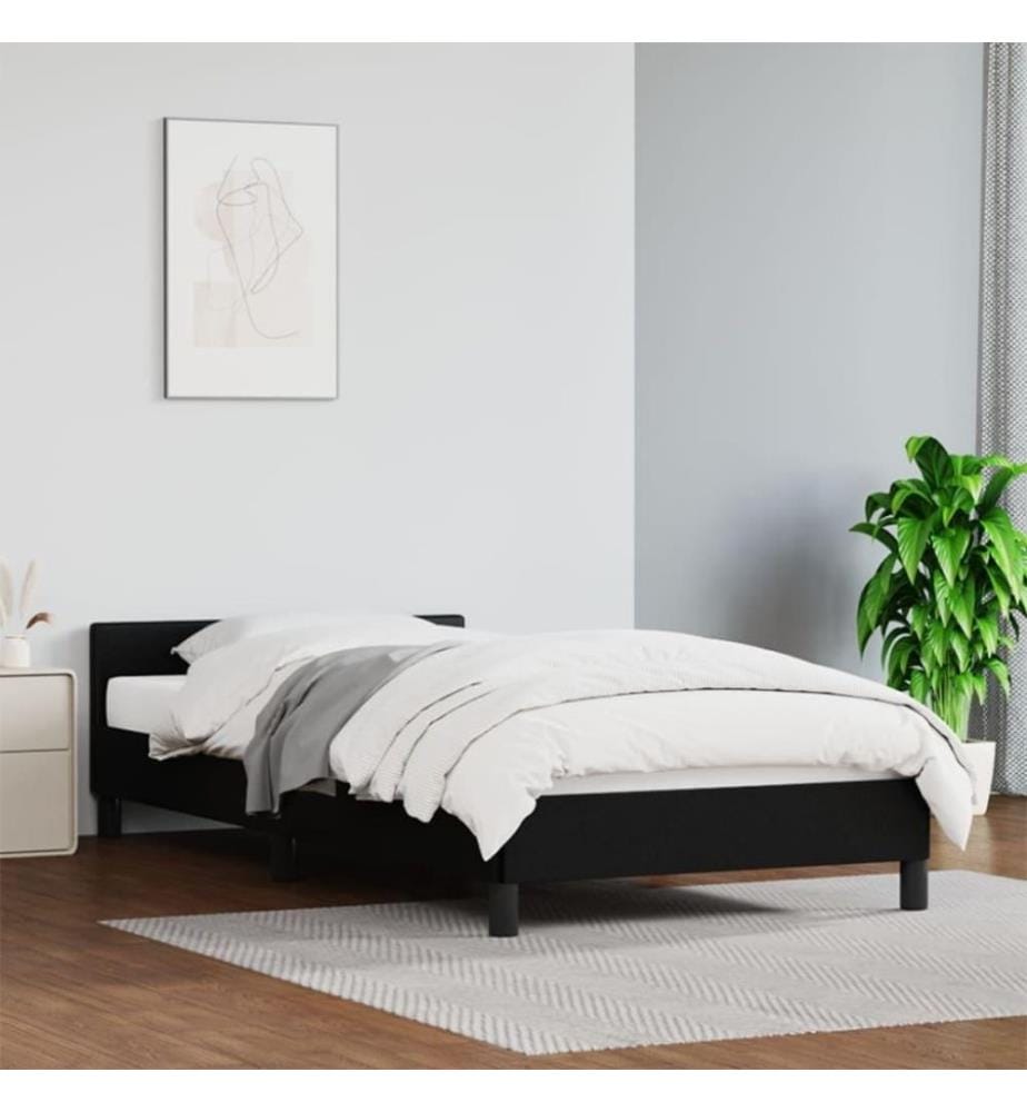Bettgestell mit Kopfteil Schwarz 90x190 cm Kunstleder