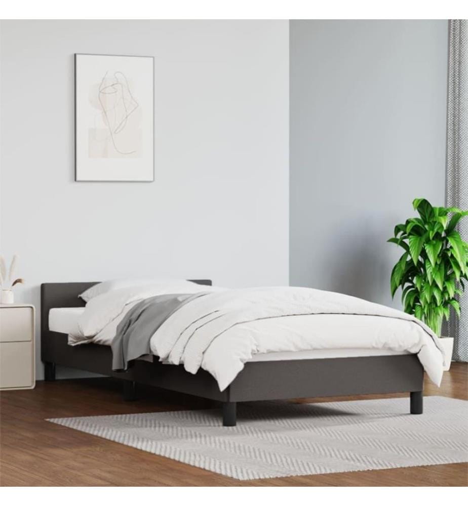 Bettgestell mit Kopfteil Grau 90x200 cm Kunstleder