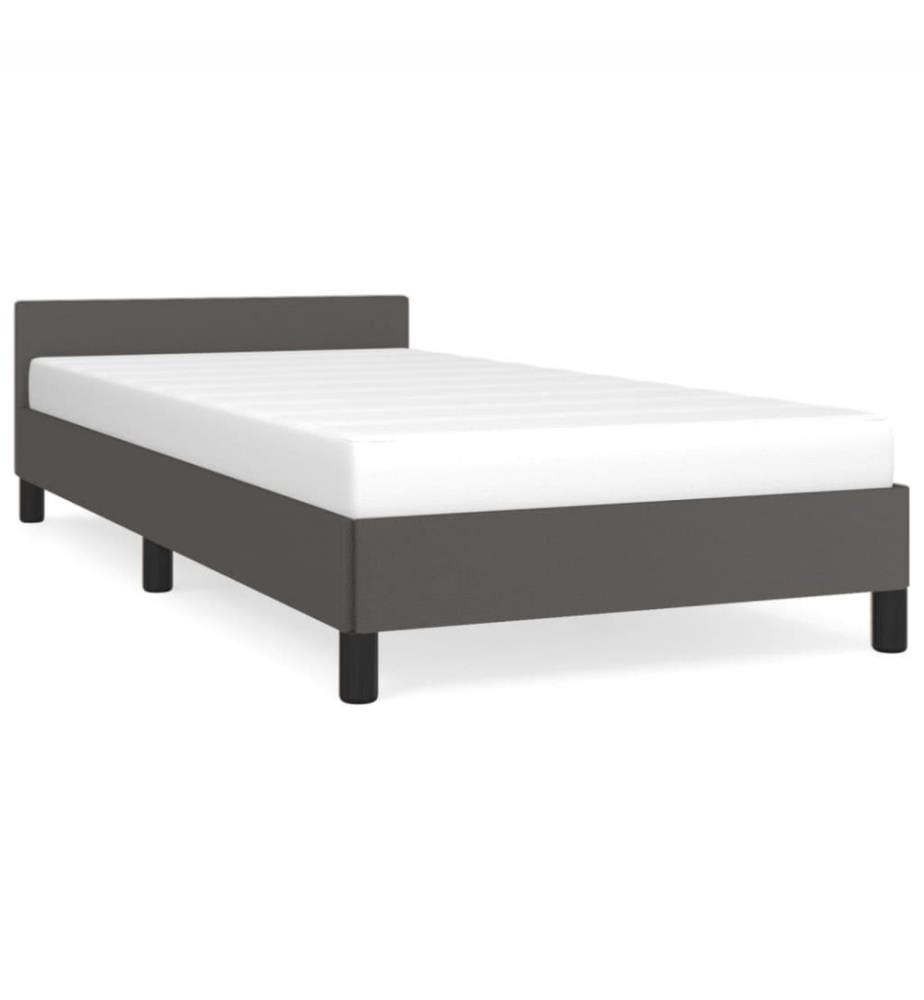 Bettgestell mit Kopfteil Grau 90x200 cm Kunstleder