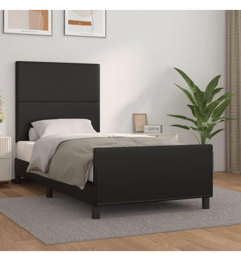 Bettgestell mit Kopfteil Schwarz 80x200 cm Kunstleder