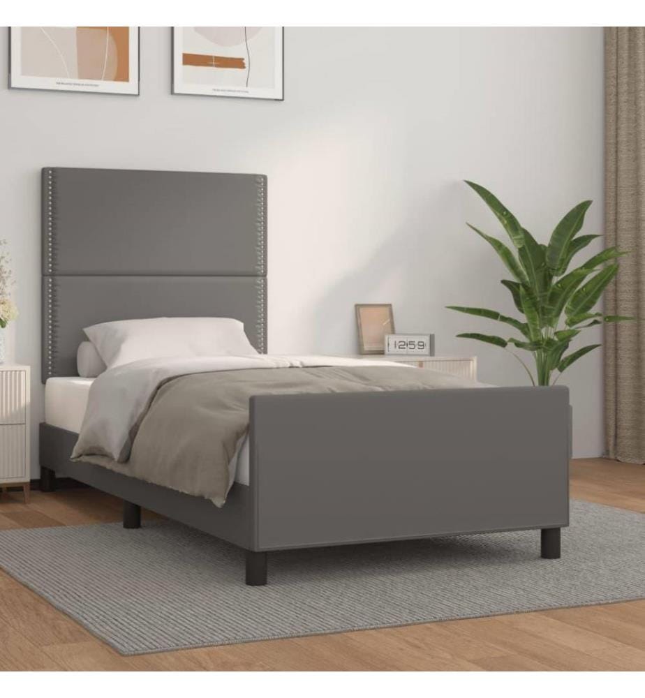Bettgestell mit Kopfteil Grau 80x200 cm Kunstleder