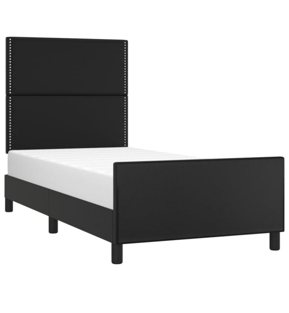 Cadre de lit avec tête de lit Noir 90x200 cm Similicuir