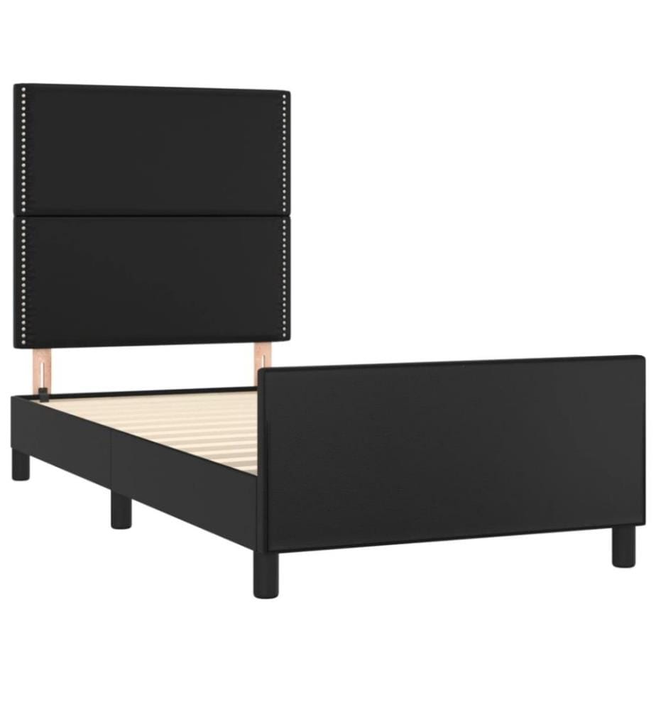 Cadre de lit avec tête de lit Noir 90x200 cm Similicuir