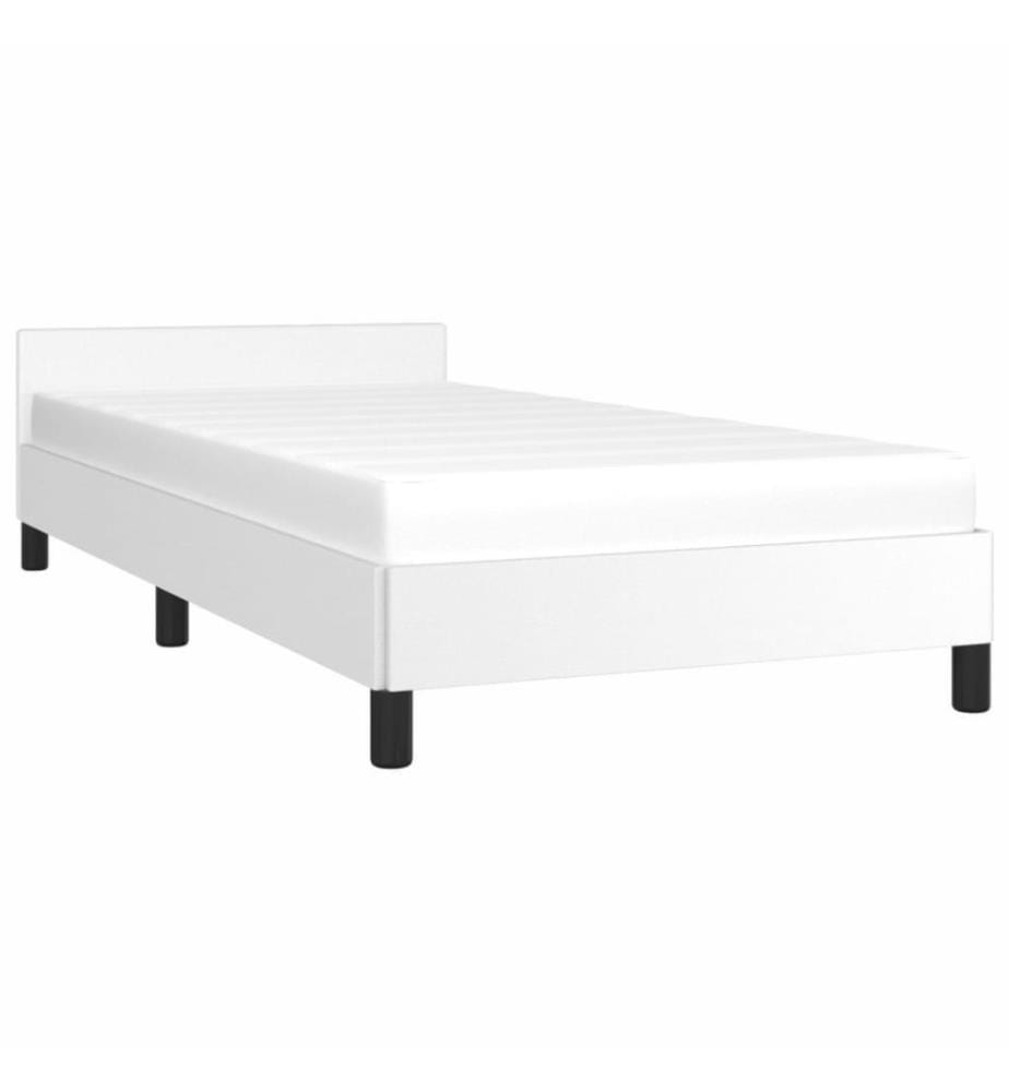 Bettgestell mit Kopfteil Weiss 80x200 cm Kunstleder