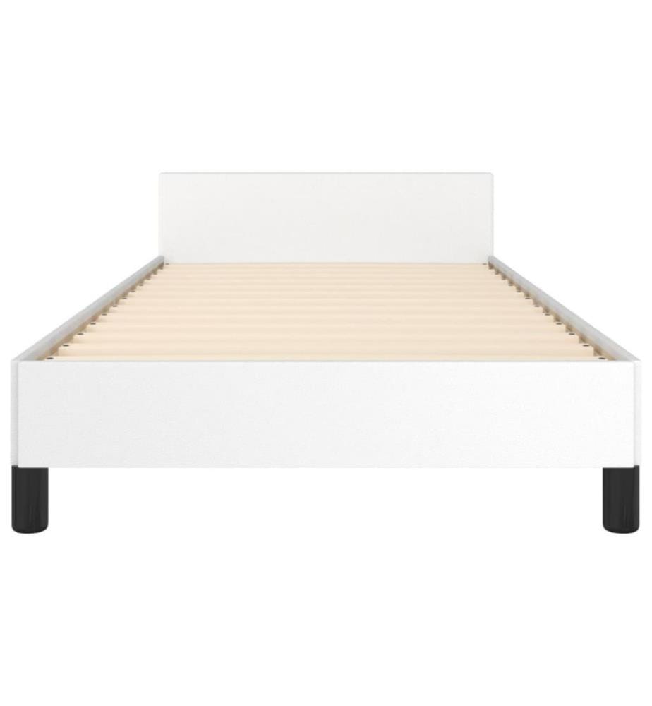 Bettgestell mit Kopfteil Weiss 80x200 cm Kunstleder
