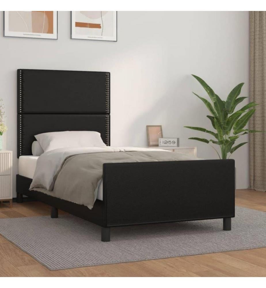 Bettgestell mit Kopfteil Schwarz 80x200 cm Kunstleder