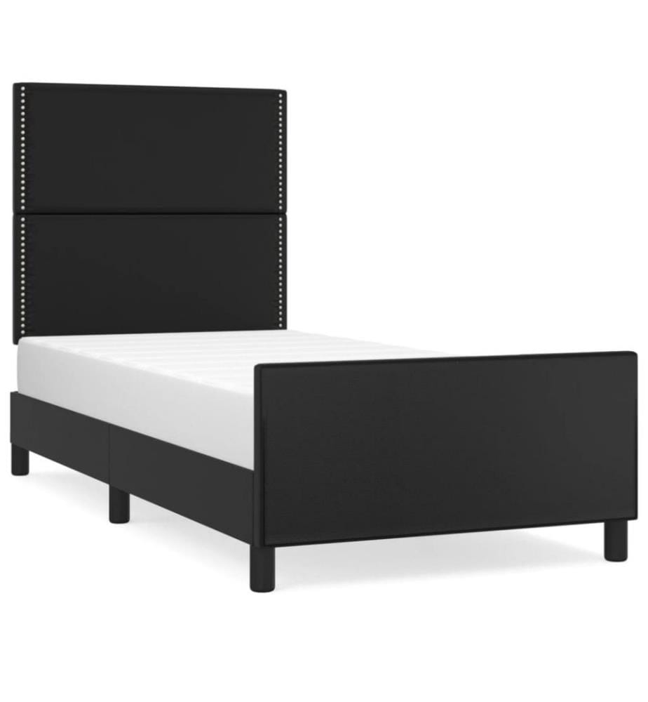Bettgestell mit Kopfteil Schwarz 80x200 cm Kunstleder