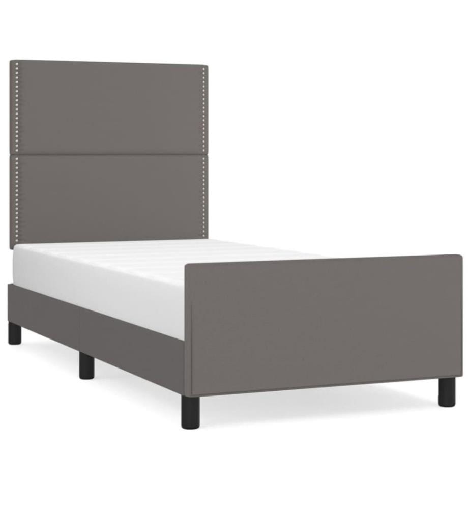 Bettgestell mit Kopfteil Grau 100x200 cm Kunstleder