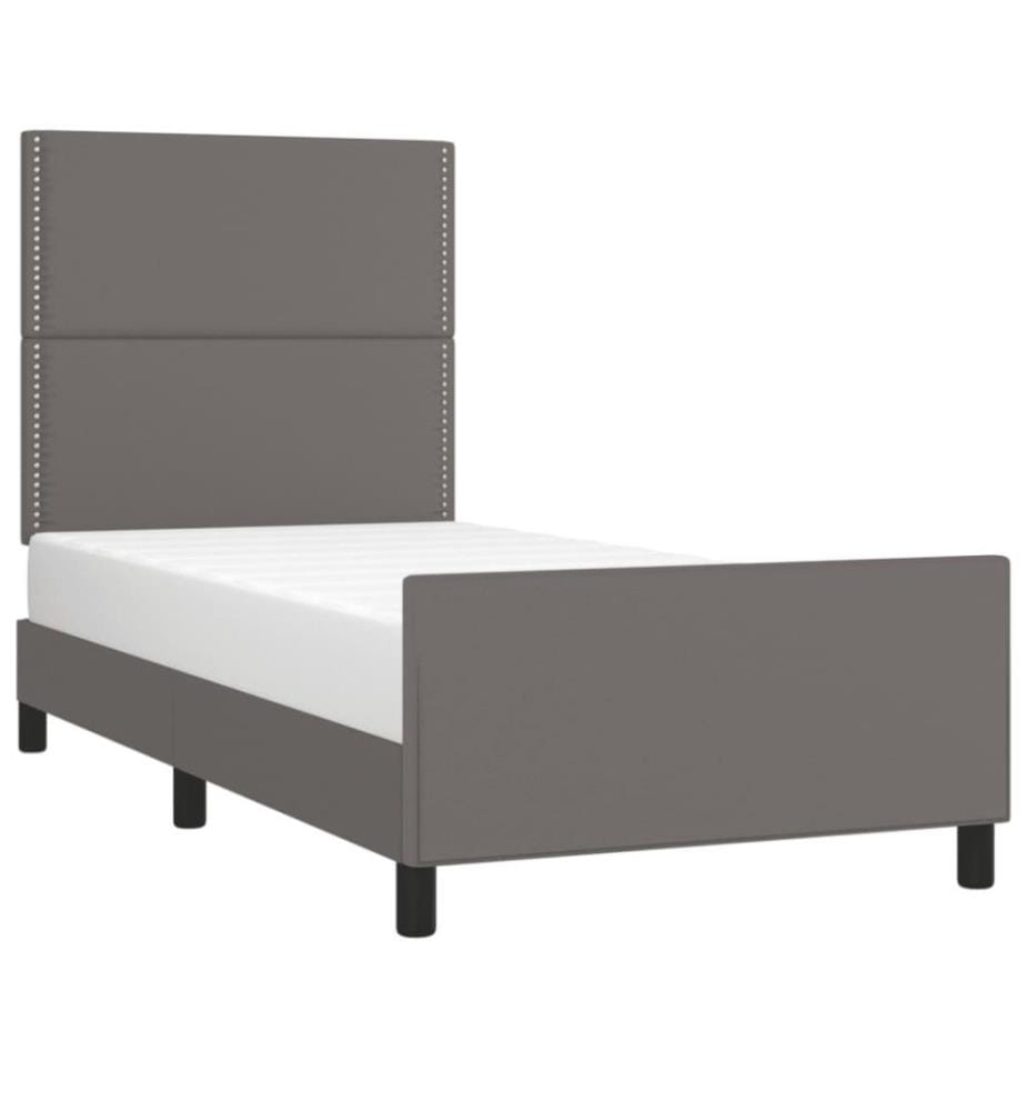 Bettgestell mit Kopfteil Grau 100x200 cm Kunstleder
