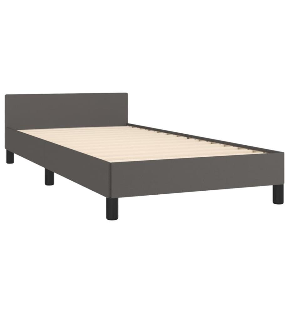 Bettgestell mit Kopfteil Grau 100x200 cm Kunstleder