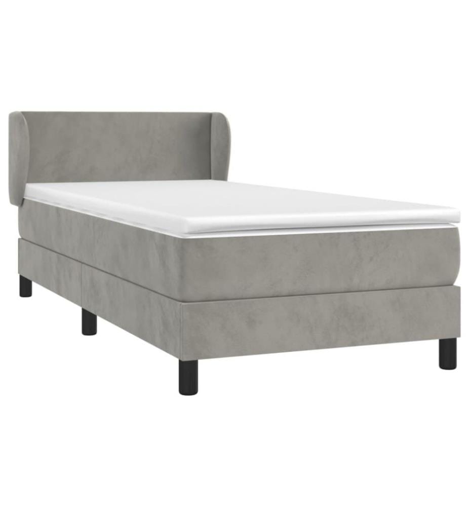 Boxspringbett mit Matratze Hellgrau 90x200 cm Samt