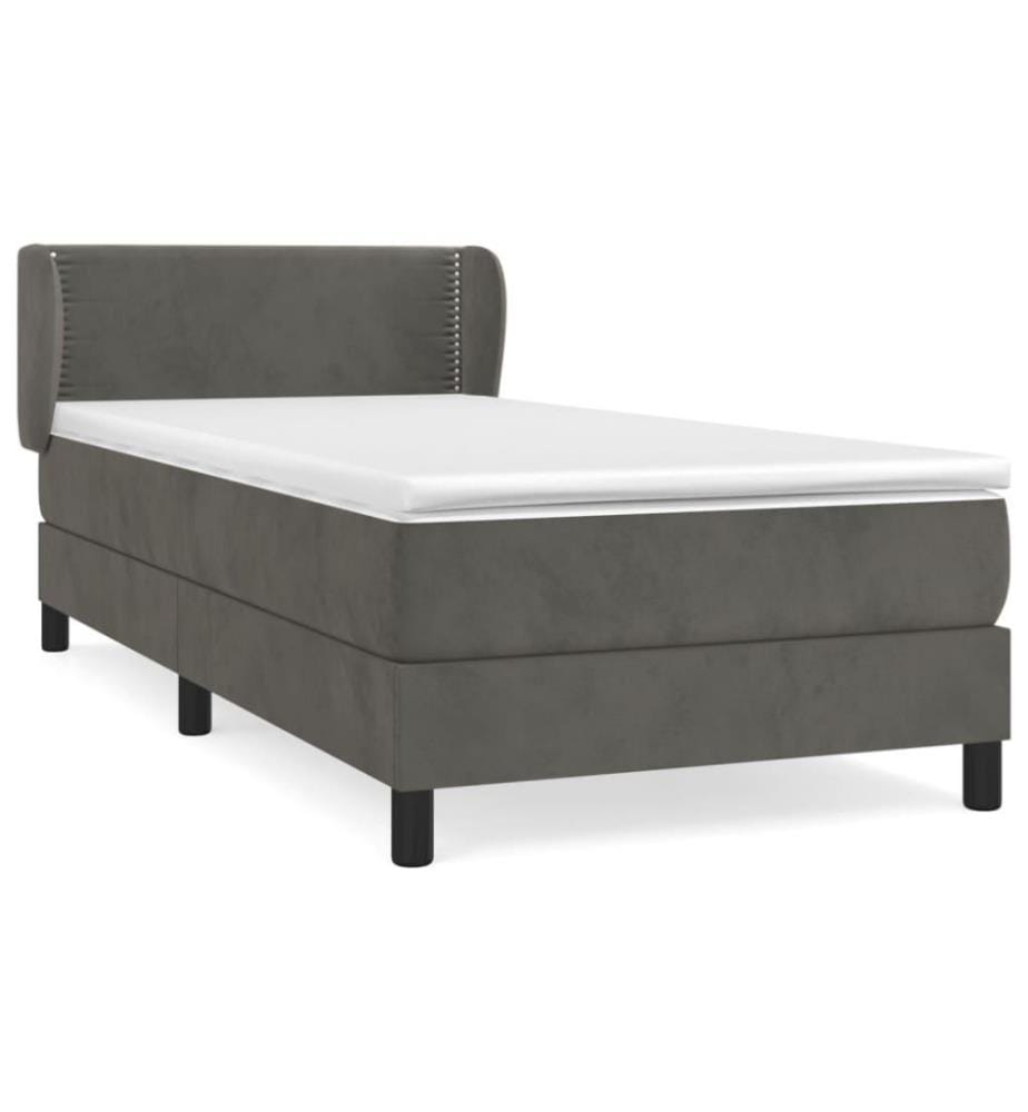 Boxspringbett mit Matratze Dunkelgrau 90x200 cm Samt